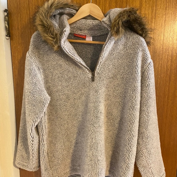 Vintage Liz Claiborne Hooded Fleece Pullover Quarter Zip - Small - Picture 1 of 7